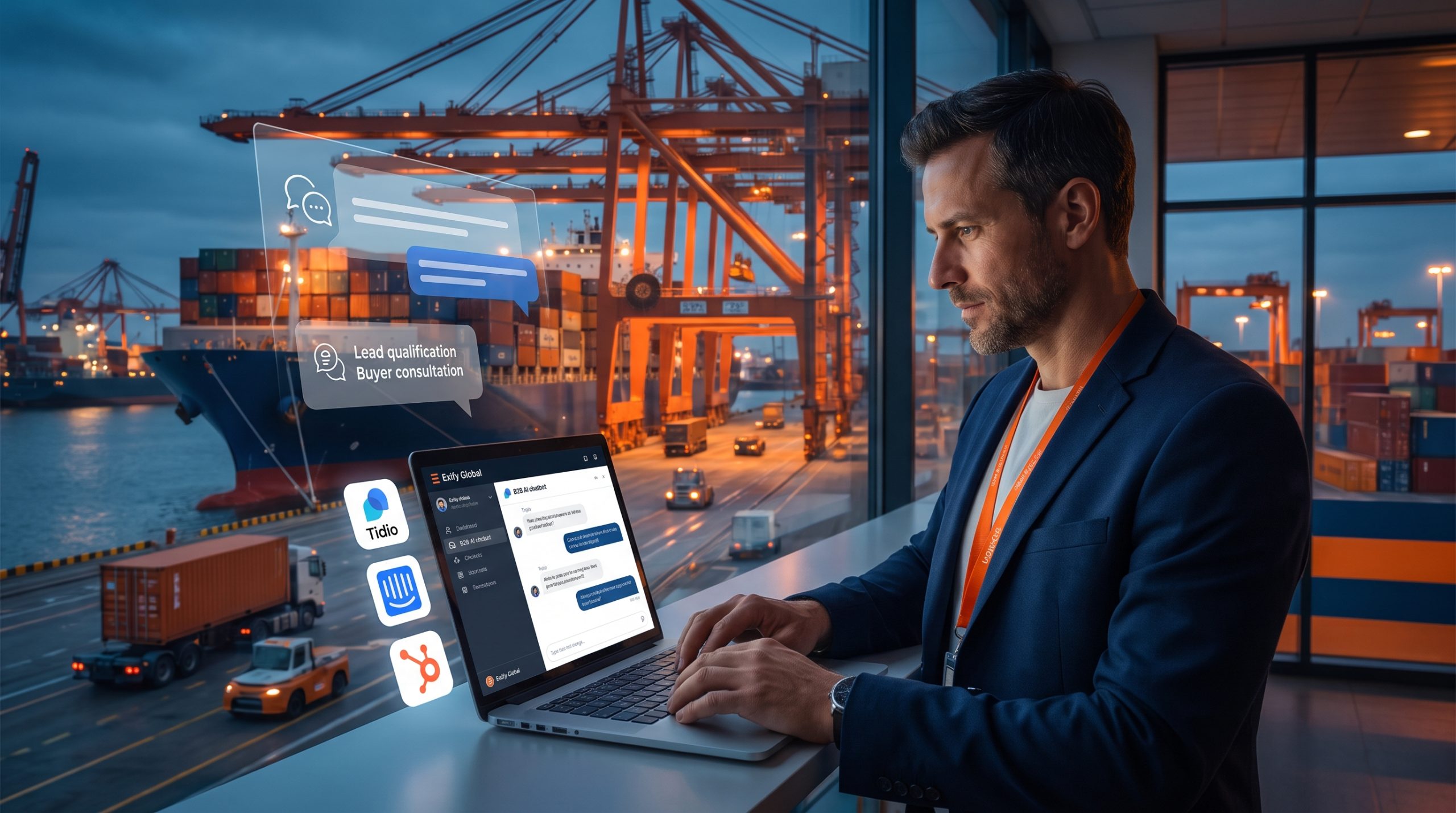 Chatbot AI trên website B2B: Tự động sàng lọc Lead và tư vấn Buyer 24/7 không cần nhân sự - Exify Global